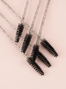 100pcs Glitter Disposable Eyelash Brush, Mascara Wands Makeup Brushes Applicators Kits For Eyelash Extensions And Eyebrow Brush With Container, Eyebrow Brush, Eyeshadow Brush, Brush,Giveaways - Black - View 5