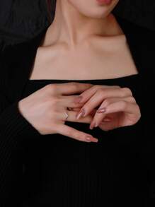 925銀韓國輕奢INS風格多層戒指，帶有心形、字母、星星和皇冠元素，多功能 - 銀色 - 查看 2