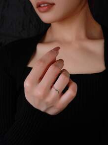 925銀韓國輕奢INS風格多層戒指，帶有心形、字母、星星和皇冠元素，多功能 - 銀色 - 查看 5