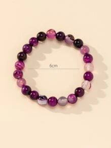 Natural Crystal Beaded Bracelet - Purple - View 3