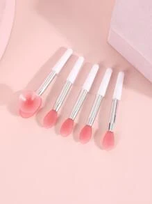 Silicone Lip Brush, 5PCS Silicone Lip Brush Makeup Brush+1 Can Adsorb Dust Cover, Clean And Hygienic Carrying - Watermelon Pink - View 2