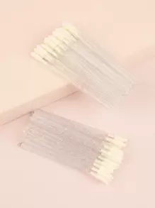 50入組一次性唇刷,便攜口紅刷,水晶棒,種植絨毛,唇蜜刷,睫毛清潔棒,包裝 - 無色 - 查看 1