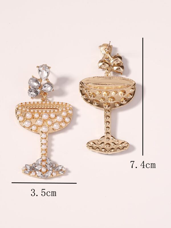 Pendientes largos con diseño de diamante de imitación copa | Mode de