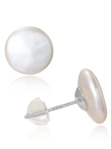 1 Cặp 11-12mm Nút Trắng Baroque Hoa Tai Ngọc Trai Giả Nước Ngọt, Quà Tặng Sinh Nhật Bạn Bè, Quà Tặng Ngày Lễ Tình Nhân - trắng - Xem 1