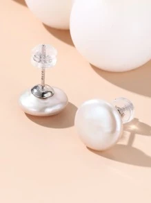 1 Cặp 11-12mm Nút Trắng Baroque Hoa Tai Ngọc Trai Giả Nước Ngọt, Quà Tặng Sinh Nhật Bạn Bè, Quà Tặng Ngày Lễ Tình Nhân - trắng - Xem 2