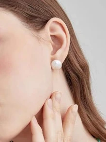 1 Cặp 11-12mm Nút Trắng Baroque Hoa Tai Ngọc Trai Giả Nước Ngọt, Quà Tặng Sinh Nhật Bạn Bè, Quà Tặng Ngày Lễ Tình Nhân - trắng - Xem 4