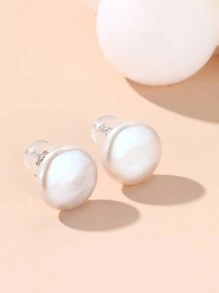 1 Cặp 11-12mm Nút Trắng Baroque Hoa Tai Ngọc Trai Giả Nước Ngọt, Quà Tặng Sinh Nhật Bạn Bè, Quà Tặng Ngày Lễ Tình Nhân - trắng - Xem 6