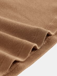 SHEIN BASICS Plus Solid Curved Hem Cami Dress - Brown - View 6