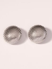 Textured Round Ear Cuffs - Silver - View 2