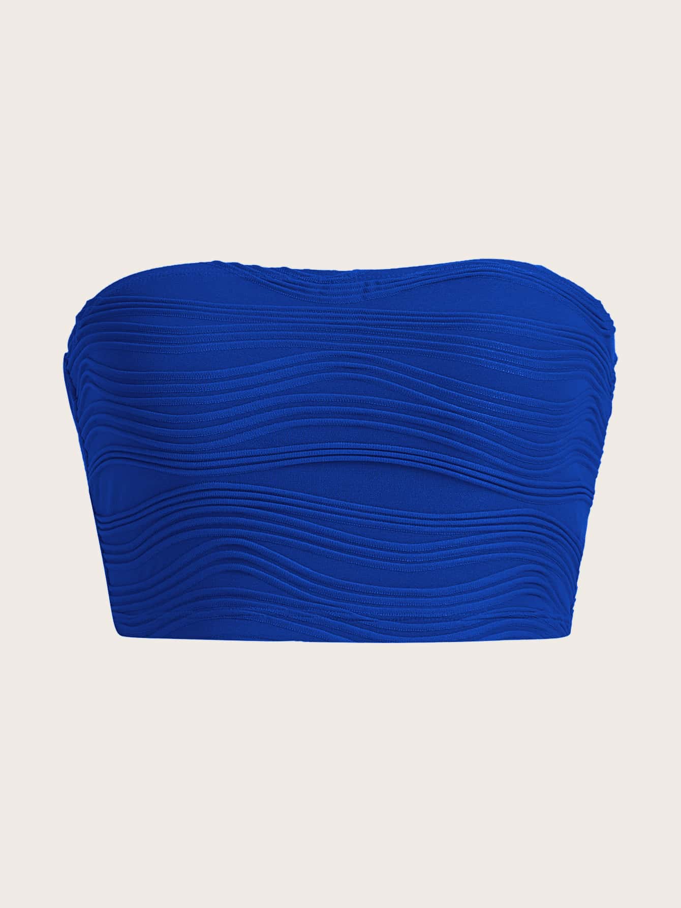 SHEIN EZwear Summer Solid Crop Knit Tube Top Strapless Top - Royal Blue - View 1
