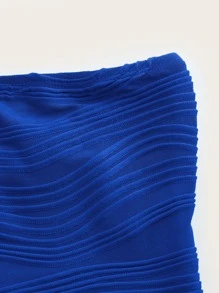 SHEIN EZwear Summer Solid Crop Knit Tube Top Strapless Top - Royal Blue - View 3