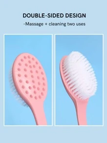Dual-Sided Back Massage & Cleaning Brush, Multi-Functional Household - Pink - View 3
