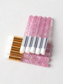 潔面刷，10入組閃光睫毛清潔鼻刷，去黑頭粉刺鼻部清潔刷，慕斯粉刺微米軟毛刷，睫毛延長黑頭刷清洗刷睫毛清潔劑 - 粉色 - 查看 2