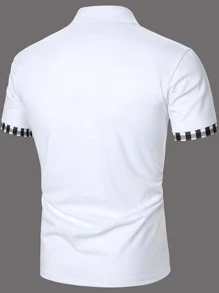 Manfinity Homme Men Gingham Trim Polo Shirt - White - View 2