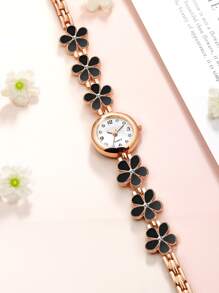 1 Miếng Đen Trang trí hoa & rhinestone Hợp kim Dây đeo Đúng mốt Tròn Quay số đồng hồ Quartz , Đối với Cuộc sống hàng ngày - màu đen - Xem 4