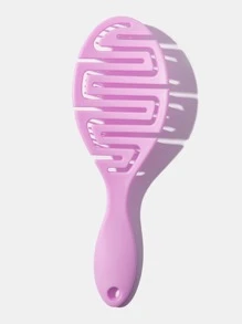 1pc Ribs Comb Hollow Out Hair Brush, Scalp Massage Combs With Ultra-Soft Comb Teeth, Hair Styling Detangler, Fast Blow Drying, Glide Through Tangles With Ease, Hair Brush For Wet/Dry/Long Thick Curly Hair Women, Men, Kids - Pink - View 2