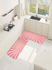 1入組螺旋圖案廚房地毯廚房用現代滌綸防滑廚房墊 - 彩色 - 查看 5