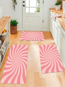 1入組螺旋圖案廚房地毯廚房用現代滌綸防滑廚房墊 - 彩色 - 查看 6