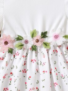 小女童碎花貼花洋裝