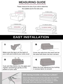 1入組素色灰色彈力沙發坐墊套現代滌綸彈力沙發坐墊套適合家用 - 淺灰色 - 查看 2
