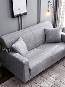 1入組素色灰色彈力沙發坐墊套現代滌綸彈力沙發坐墊套適合家用 - 淺灰色 - 查看 3