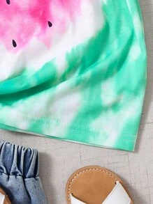 SHEIN Young Girl Tie Dye Watermelon Print Tee - Multicolor - View 5
