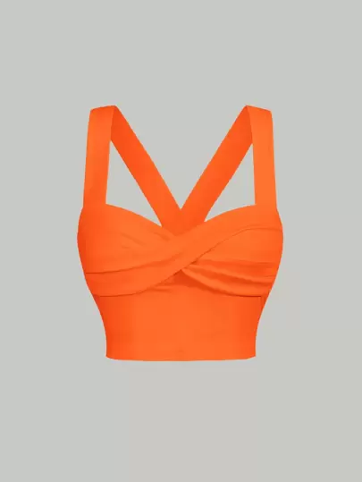 SHEIN MOD Neon Orange Crisscross Cami Top