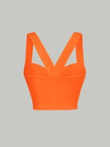 SHEIN MOD Neon Orange Crisscross Cami Top