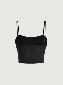 SHEIN MOD Áo khoác và áo lót dành cho xe tăng nữ Thắt nơ trước Nếp gấp Phần Ngực màu trơn Giải trí - màu đen - Xem 2