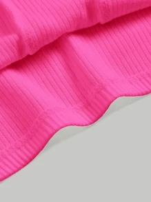 SHEIN MOD Áo khoác và áo lót dành cho xe tăng nữ Bất đối xứng Lộ Lưng Hội Chữ thập Gân đan màu trơn Giải trí - Màu Hồng Tươi - Xem 4