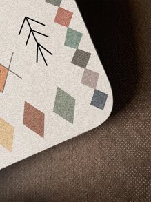 1pc Polyester Rug, Modernist Geometric Pattern Anti-slip Floor Carpet For Living Room, Bedroom - Multicolor - View 4