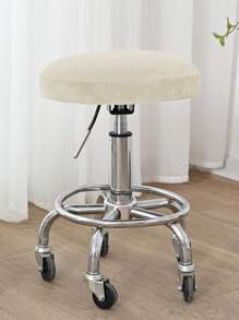 1pc Polyester Stool Cover, Plain Stretchy Stool Seat Slipcover For Dining Room - Beige - View 6