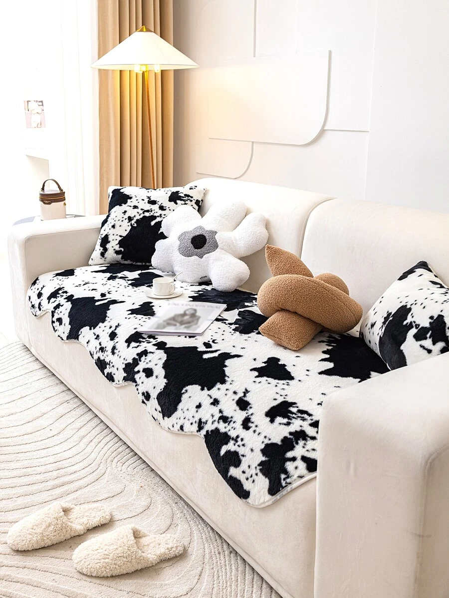 1 Polyester Sofa Khăn, Đồ Họa Hiện Đại Sò Viền Chống Trơn Trượt Ghế Sofa Chăn Cho Tất Cả Các Mùa - màu đen - Xem 1