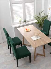 1入組滌綸餐椅套深綠色彈力餐廳椅套 - 墨綠色 - 查看 4