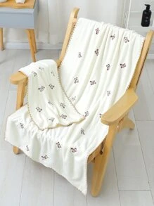 1入組針織面料浴巾或毛巾小熊刺繡毛巾健身房酒店 - 白色 - 查看 5