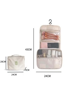 Bolsa De Almacenamiento Portátil Para Viajes, Bolsa De Maquillaje, Bolsa De Artículos De Tocador, Suministros Escolares, Cosas Para La Universidad, Para Estudiantes, Bolsa Esencial Para Viajes En Crucero, Bolsa De Playa, Toalla De Playa Organizador, Accesorios De Playa, Bolsas Para Vacaciones, Esenciales Para Fiestas De Verano, Para Vacaciones - Beis - Ver 3