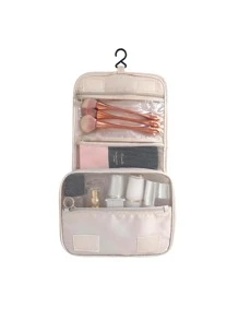 Bolsa De Almacenamiento Portátil Para Viajes, Bolsa De Maquillaje, Bolsa De Artículos De Tocador, Suministros Escolares, Cosas Para La Universidad, Para Estudiantes, Bolsa Esencial Para Viajes En Crucero, Bolsa De Playa, Toalla De Playa Organizador, Accesorios De Playa, Bolsas Para Vacaciones, Esenciales Para Fiestas De Verano, Para Vacaciones - Beis - Ver 4