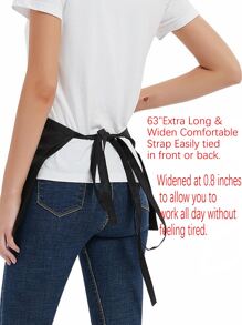 1pc Polyester Apron, Black Cooking Apron For Coffee Houses - Black - View 2