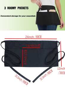 1pc Polyester Apron, Black Cooking Apron For Coffee Houses - Black - View 5