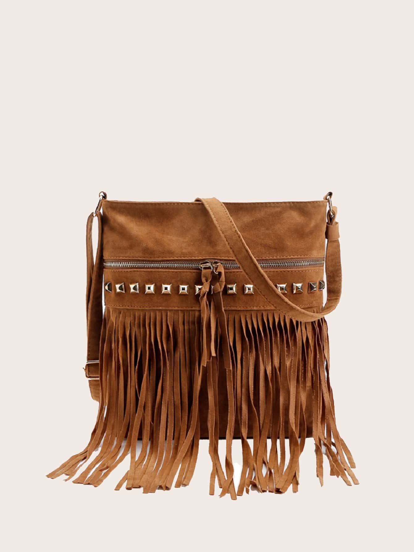 Túi Crossbody Nữ mép màu trơn Đúng mốt - màu nâu - Xem 1
