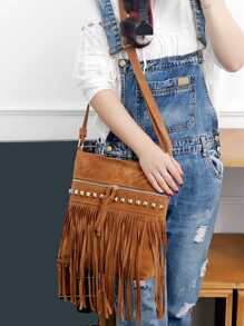 Túi Crossbody Nữ mép màu trơn Đúng mốt - màu nâu - Xem 2