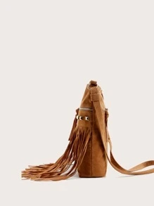 Túi Crossbody Nữ mép màu trơn Đúng mốt - màu nâu - Xem 3