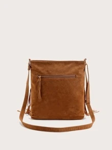 Túi Crossbody Nữ mép màu trơn Đúng mốt - màu nâu - Xem 4
