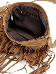 Túi Crossbody Nữ mép màu trơn Đúng mốt - màu nâu - Xem 5