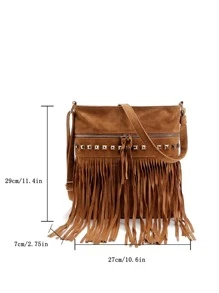Túi Crossbody Nữ mép màu trơn Đúng mốt - màu nâu - Xem 8