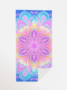 1入組曼陀羅圖案沙灘巾纖維矩形旅行沙灘巾適合游泳潛水夏季 - 彩色 - 查看 2