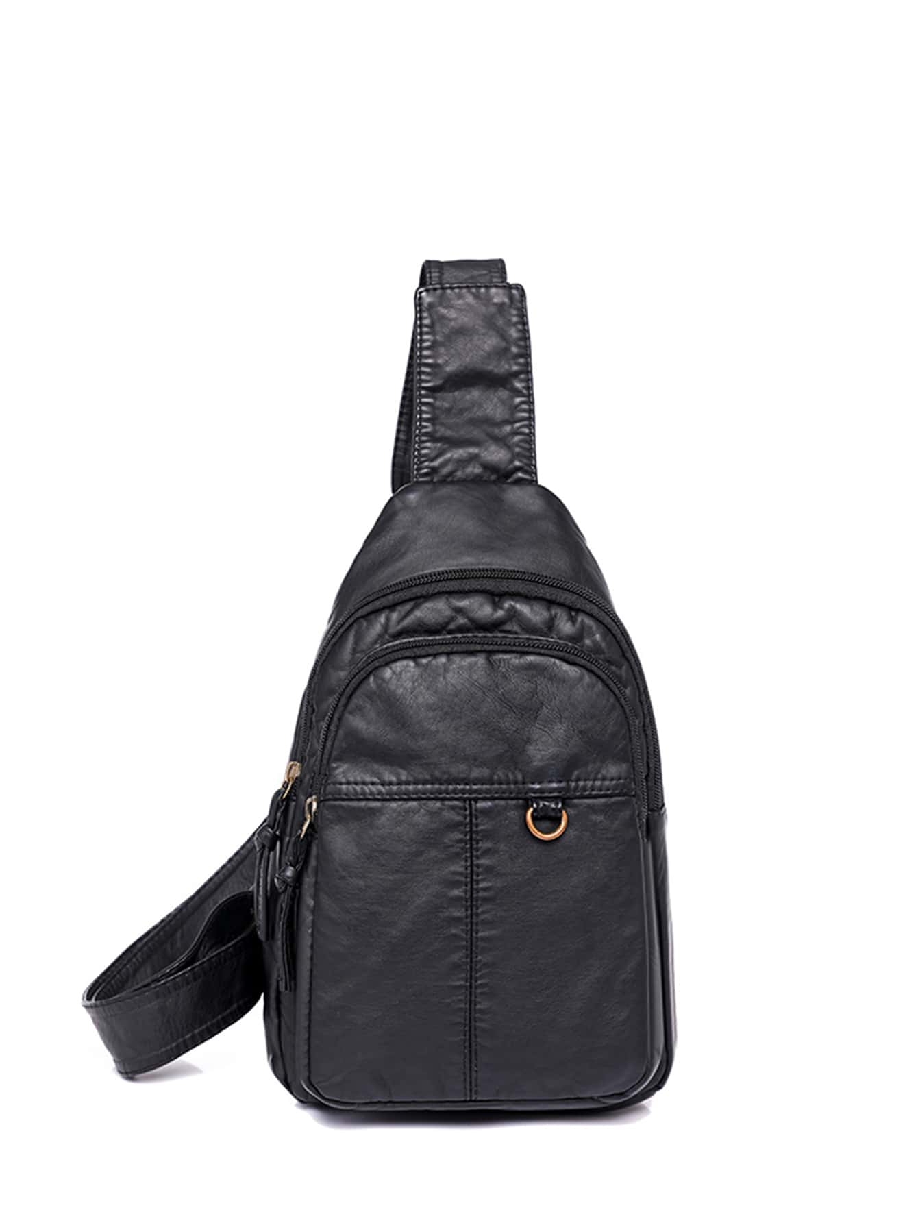 Mini Zipper Bum Bag Black Sling Bag - Black - View 1