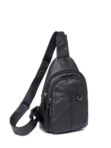 Mini Zipper Bum Bag Black Sling Bag - Black - View 4