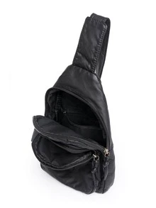 Mini Zipper Bum Bag Black Sling Bag - Black - View 5