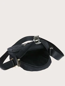 Mini Heart Embroidered Letter Decor Square Bag - Black - View 4